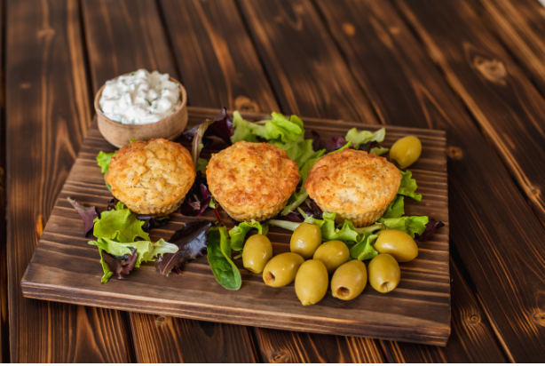 Muffin de batata-doce com frango