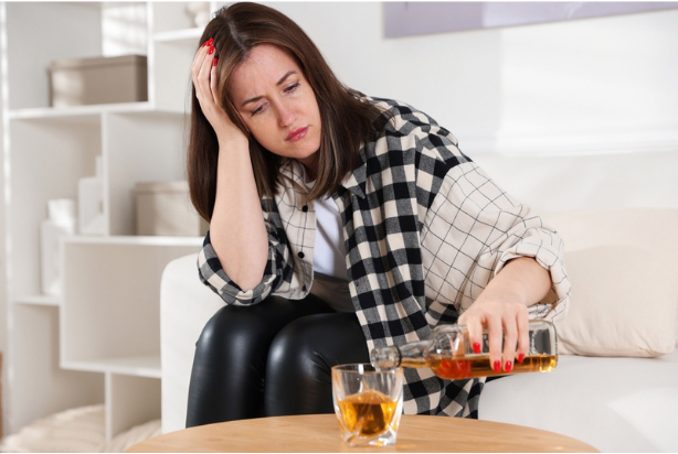 Mulher sob o vício de substância