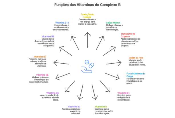 Ilustração que mostra para que serve o complexo B