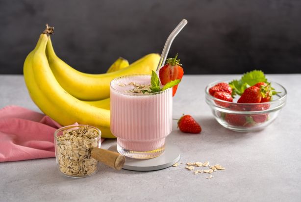 Vitamina de banana com morango