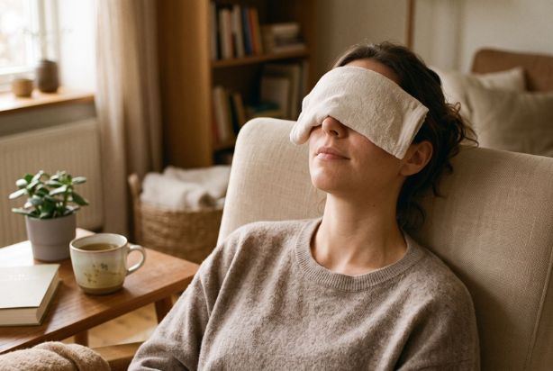 tremor nos olhos toalha no rosto