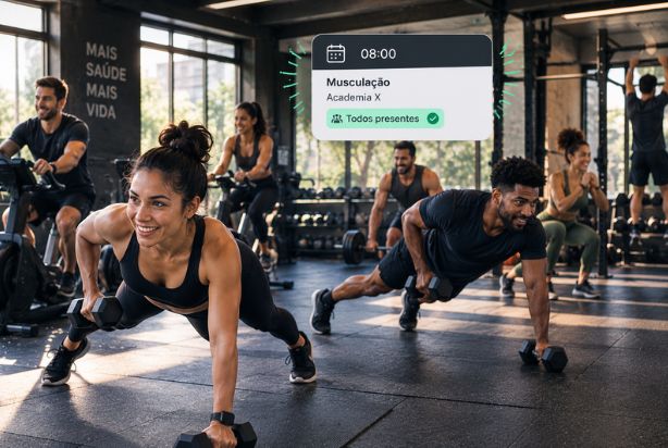 Academia lotada de alunos treinando